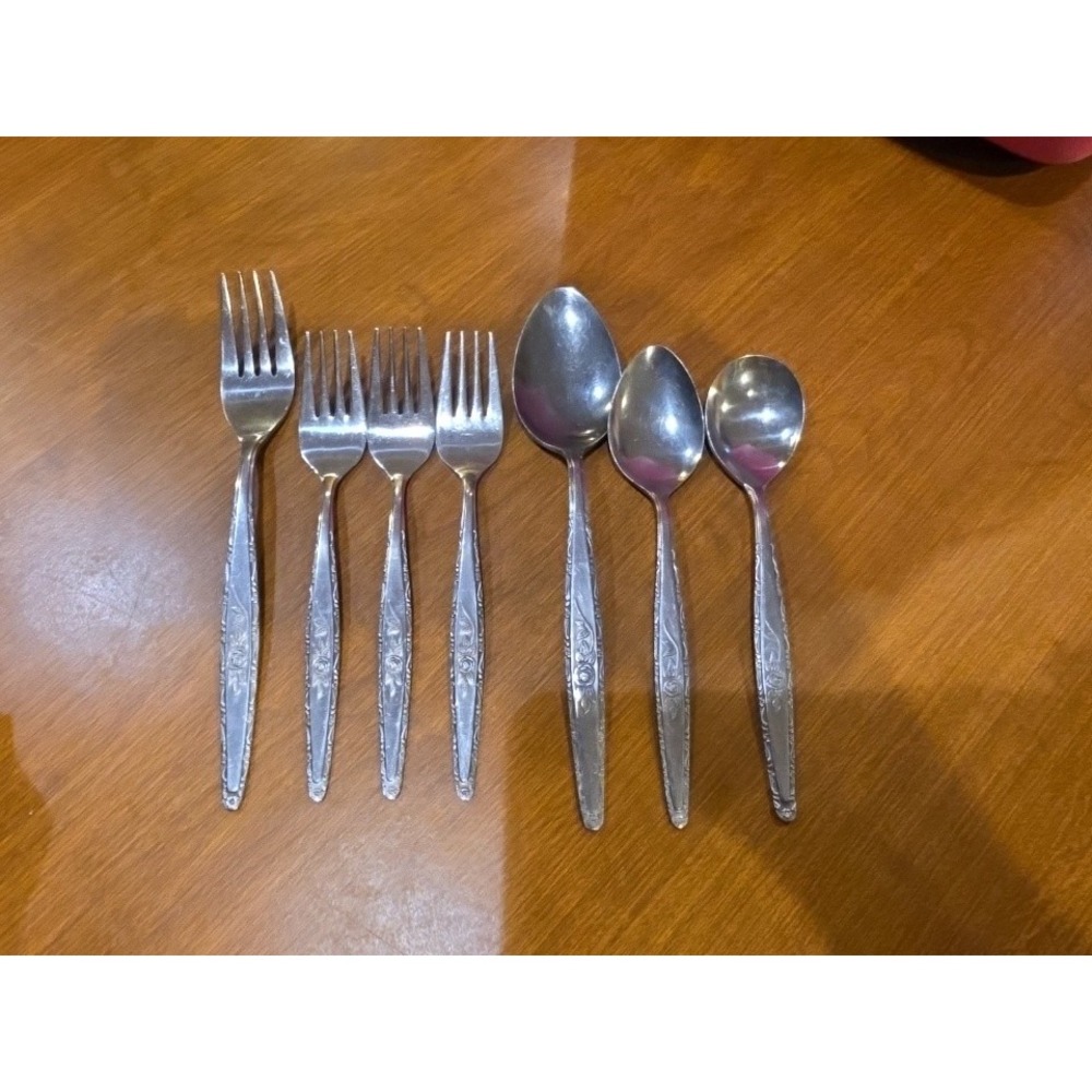 Interpur INR3 Rose Stainless Flatware Silverware 7 Piece Japan Forks And Spoons